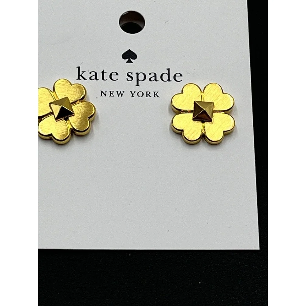 Kate Spade New‎ York Spade And Flowers Earrings Studs Brushed Gold New